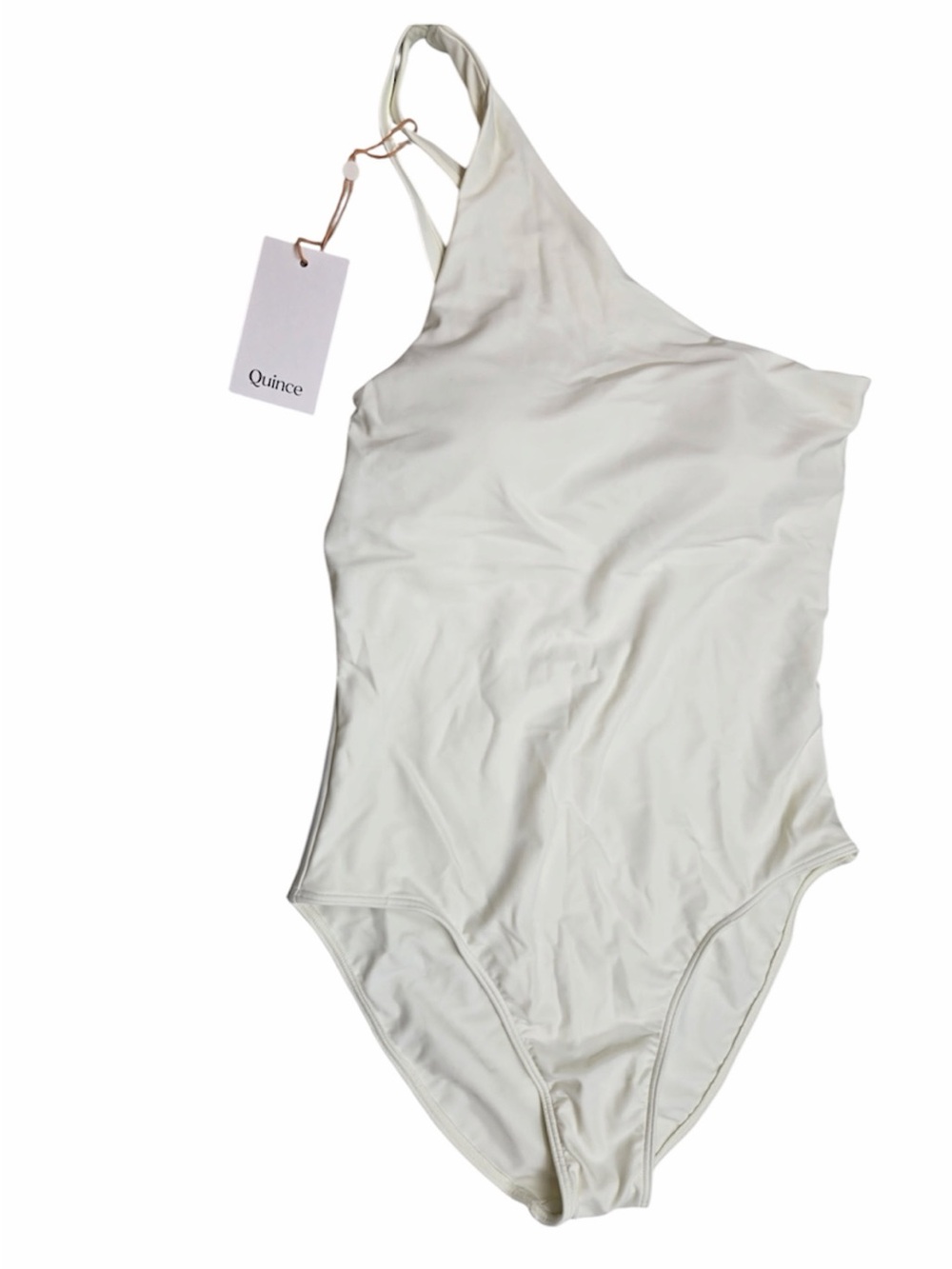 NWT QUINCE One Shoulder One Piece Swimsuit Medium Ivory 0817